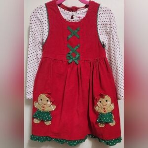 Nannette Kids Sz 6X 6 Holiday Christmas Gingerbread Red White Green Dress